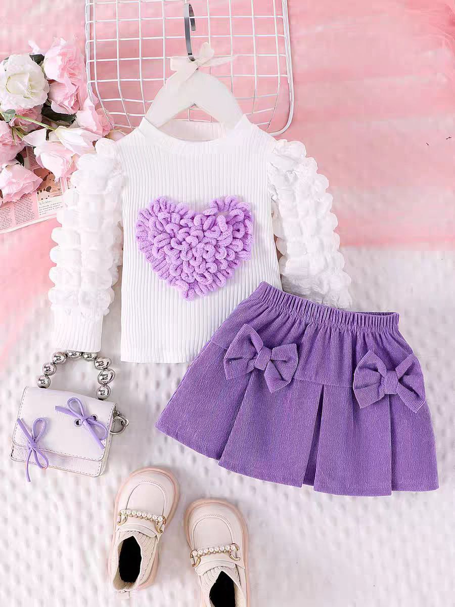 Conjunto de Corazón y Flores 3D para Niñas