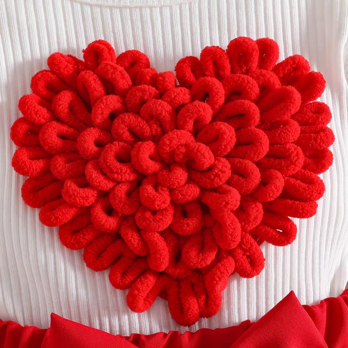 Conjunto de Corazón y Flores 3D para Niñas