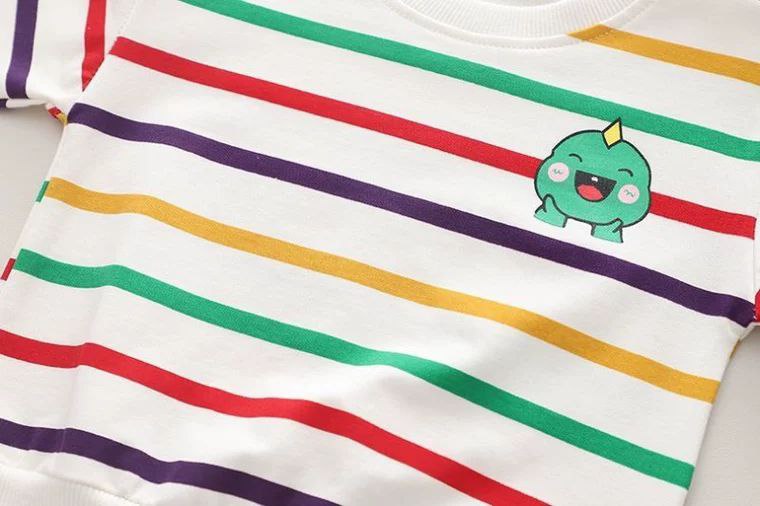 Conjunto de 3 Piezas con Rayas Arcoíris y Bolso de Dinosaurio