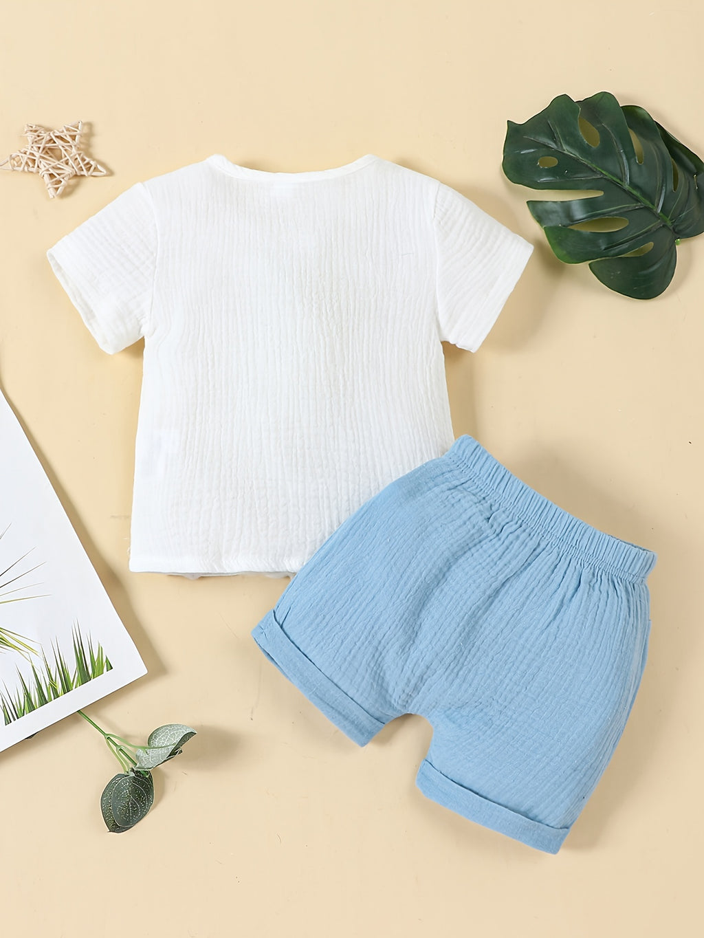 Conjunto de Verano para Bebé: Camiseta y Pantalón Corto de Algodón