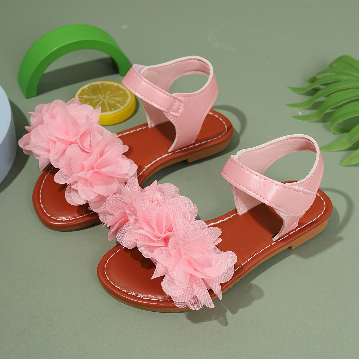 Sandalias Rosas con Flores