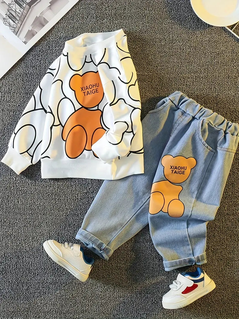 Conjunto de Oso Travieso con Vaqueros Anchos