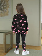 Conjunto "Sweet Kitty" Sudadera y Leggings de Corazones para Niñas
