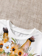 Conjunto casual para niña con camiseta y pantalón corto de jirafa