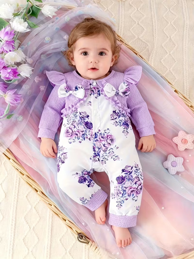 Enterizo Floral "Purple Blossom" con Diadema para Bebé