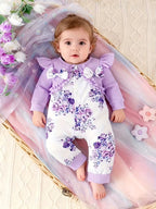 Enterizo Floral "Purple Blossom" con Diadema para Bebé