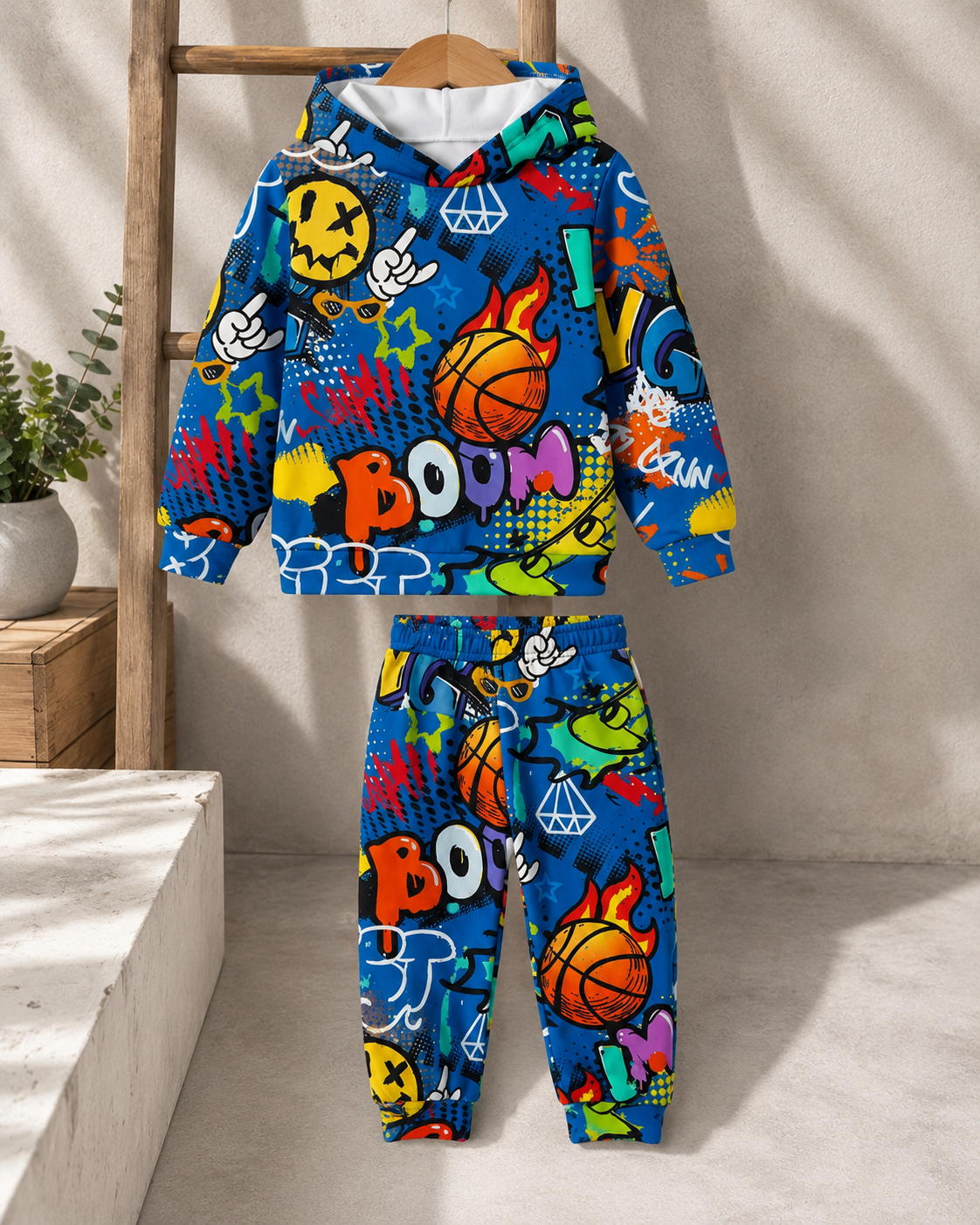 Chándal niño 2 piezas con capucha y pantalón deportivo