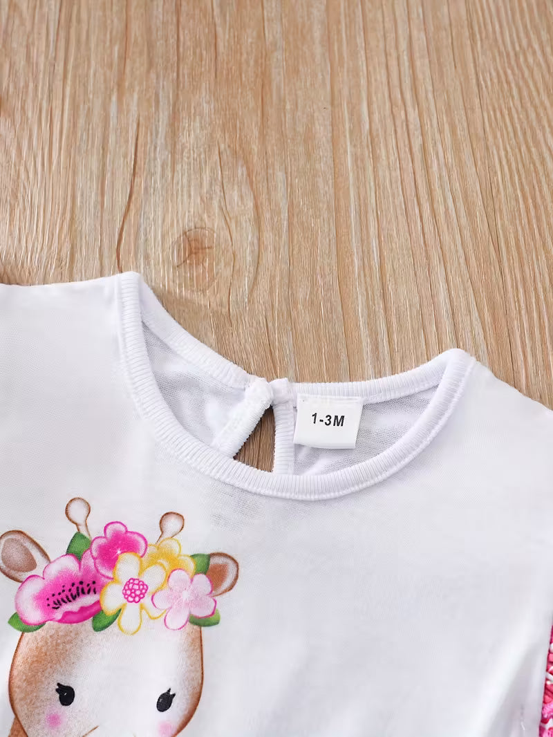 Vestido de verano para bebé con ciervos y volantes