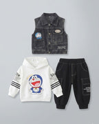 Conjunto niño 3 piezas ropa infantil: chaqueta sin mangas, sudadera Doraemon y pantalón deportivo en España