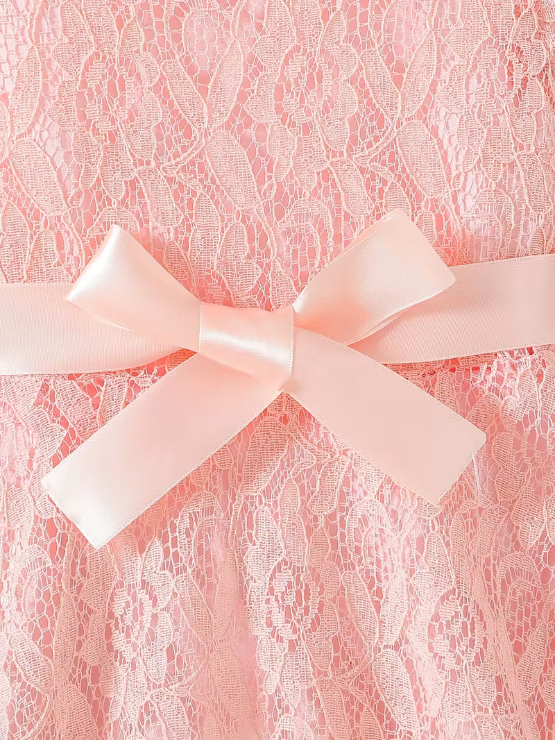 Vestido de verano para niñas con cuello de encaje