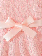 Vestido de verano para niñas con cuello de encaje