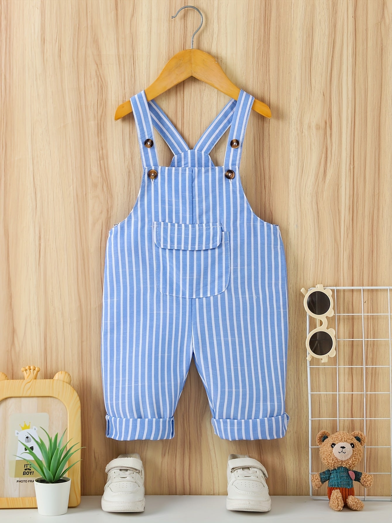 Jardinera Infantil a Rayas Azul y Blanco