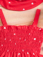 Conjunto de verano para niña con vestido de corazones y sombrero