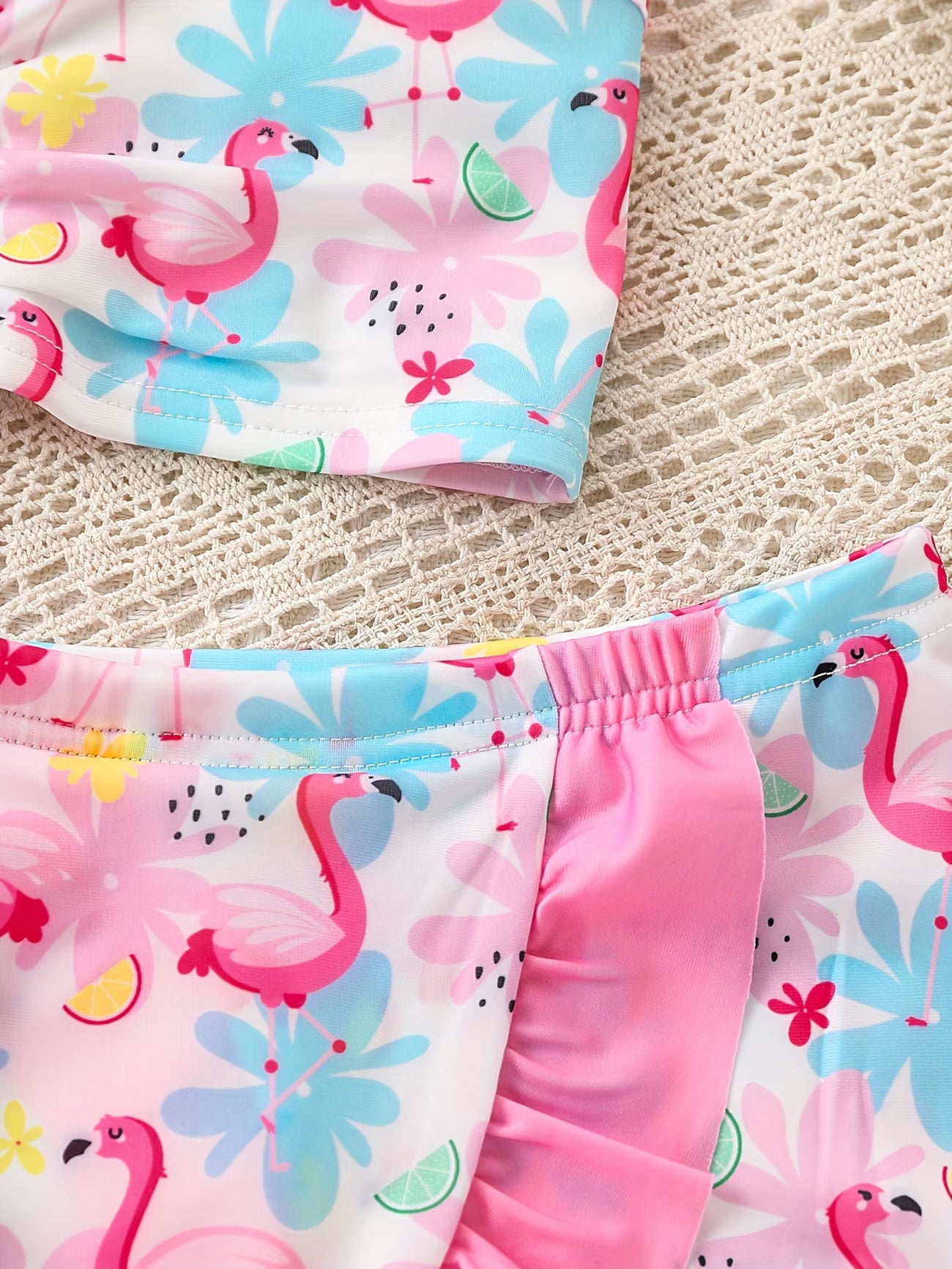 Set de baño de 3 piezas con estampado tropical de flamencos