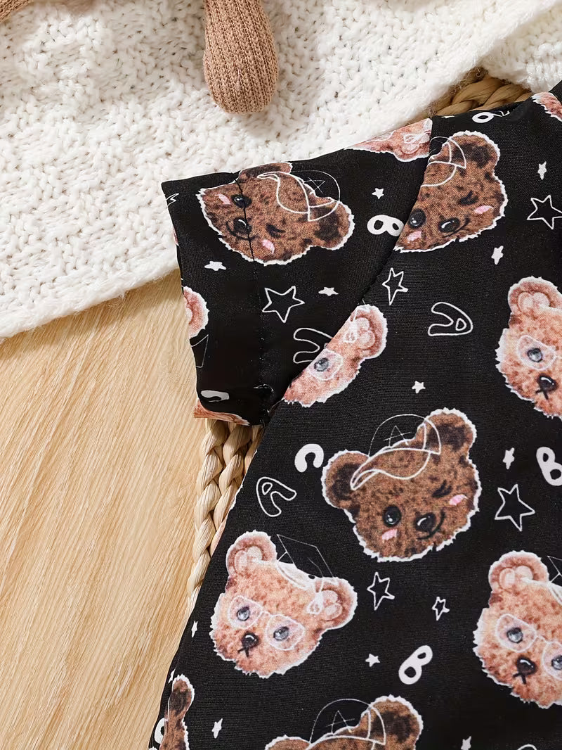 Conjunto Teddy Gentleman con Body de Ositos y Tirantes"