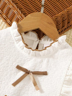 Conjunto de 2 piezas: blusa blanca con volantes y falda de pana con lazo 🤍🎀