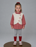 Conjunto Niña 3 Piezas Elegante Cuadros Rojos y Suéter Crema