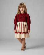 Vestido Niña Invierno Lazos Satén y Cuello Alto