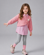 Conjunto Niña 3 Piezas Otoño Invierno Flores Bordadas