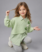 Conjunto Niña 3 Piezas Otoño Invierno Flores Bordadas
