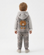 Conjunto bebé invierno 3 piezas chaqueta pantalón sudadera acolchada vista trasera