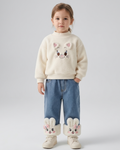 Conjunto niña invierno 2 piezas ropa bebé niña suéter con forro de peluche y pantalón vaquero forrado en España