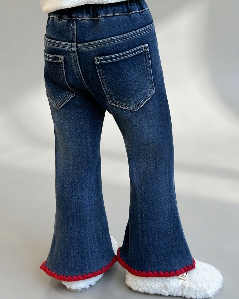 Jeans Acampanados para Niña con Lazos Decorativos
