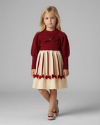 Vestido Niña Invierno Lazos Satén y Cuello Alto
