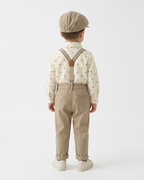 Conjunto bebé niño elegante de 4 piezas con body, pantalón con tirantes, corbata y gorra en España