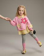 Conjunto Niña Flores 3D 3 Piezas Infantil Elegante