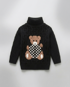 Suéter niño cuello alto de punto con oso ropa infantil invierno Ideal para clima otoñal