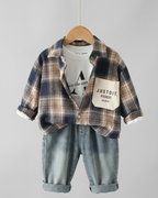 Conjunto Niño 3 Piezas Camisa Cuadros y Vaquero Cómodo