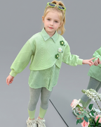 Conjunto Niña 3 Piezas Otoño Invierno Flores Bordadas