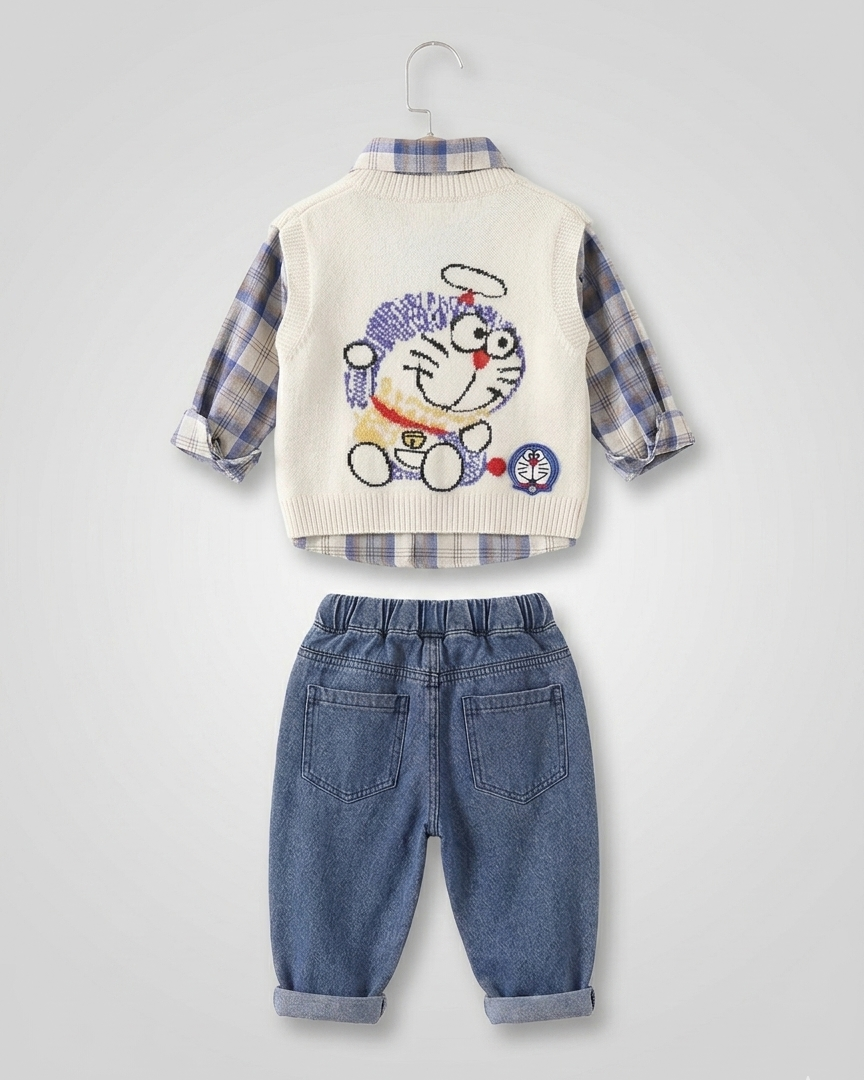 Conjunto bebé 3 piezas ropa bebé invierno: cárdigan de lana, camiseta manga larga y pantalón vaquero para niño  en España