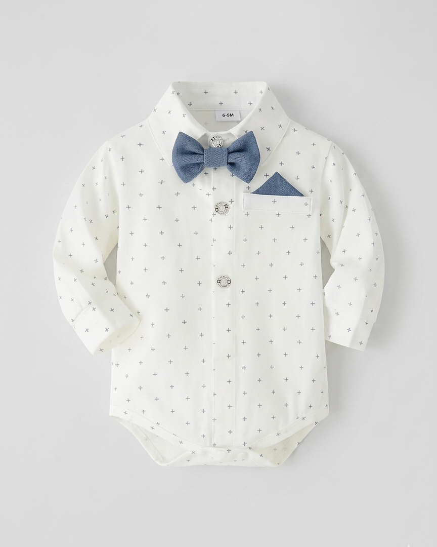 Conjunto bebé niño elegante de 4 piezas con body, pantalón con tirantes, corbata y gorra en España