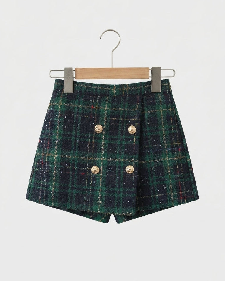 Conjunto Elegante de Tweed Verde para Niñas