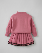 Vestido niña invierno tejido conjunto 2 piezas (top y falda plisada) niña de dos piezas Ideal para primavera y para clima otoñal en España