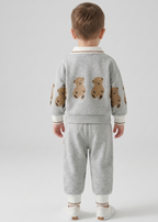 Conjunto 2 piezas bebé niño invierno con estampado de dibujos animados y ositos vista trasera