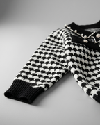 Conjunto niña invierno elegante ropa infantil: chaqueta tejida houndstooth y pantalón en España