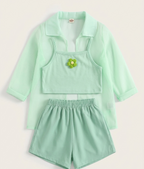 Conjunto para niñas: chaqueta transparente, camiseta y shorts – 4 días hábiles