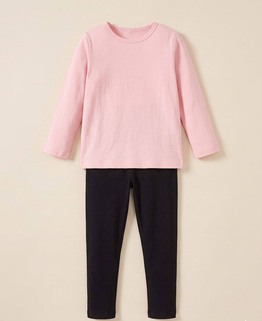 Conjunto Pink Heart Camiseta y Leggings Modernos para Niñas