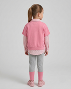 Conjunto niña 3 piezas ropa niña suéter corto, camisa a rayas y chaleco multicolor Ideal para primavera en España