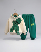 Conjunto niño invierno 2 piezas sudadera con capucha y pantalón osito 3D ,ropa niño invierno Ideal para primavera en España