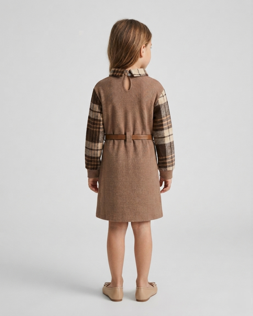 Vestido niña invierno de lana suave con cinturón y estrellas – ropa niña invierno en España