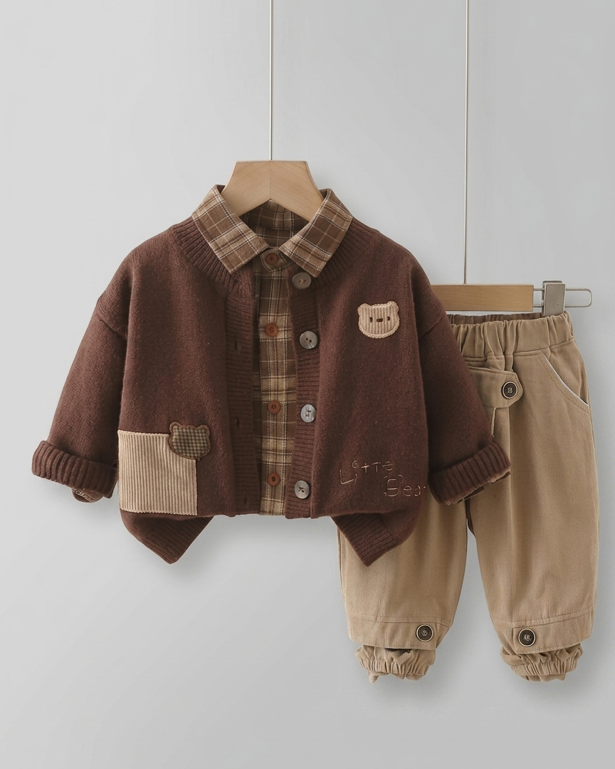 Conjunto niño invierno 3 piezas cálido (camisa, suéter de punto y pantalón) ropa infantil otoño invierno en España
