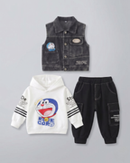 Conjunto niño 3 piezas ropa infantil: chaqueta sin mangas, sudadera Doraemon y pantalón deportivo en España