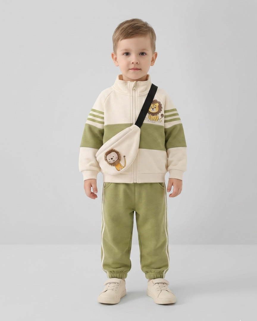 Conjunto deportivo niño 3 piezas con chaqueta, camiseta interior, pantalón y mini mochila chándal infantil invierno en España