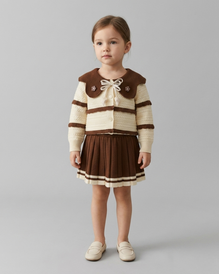 Vestido niña invierno elegante falda plisada manga larga ropa infantil,destacada para looks elegantes y sencillos en España