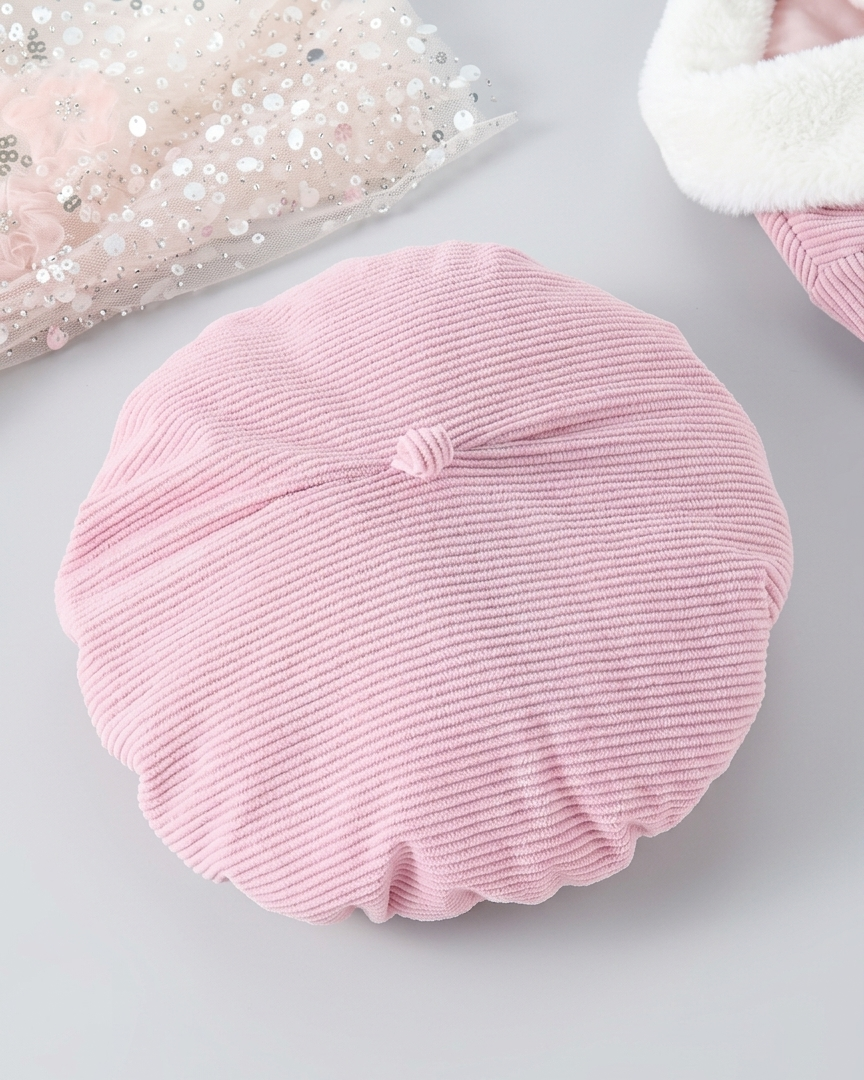 Abrigo de invierno para niña con cuello de pelo suave, cinturón elegante y gorro a juego looks elegantes y en España