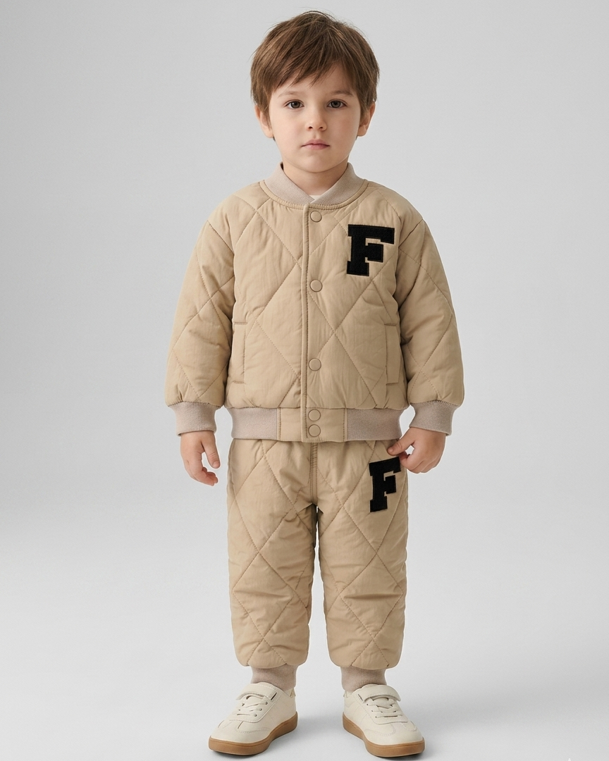 Conjunto bebé niño invierno acolchado de algodón 2 piezas con letra F (chaqueta y pantalón) en España